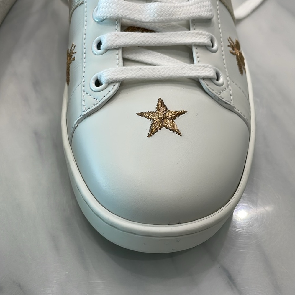 👟⭐️New Gucci Ace White Sneakers with Stars ⭐️ and Bees 🐝. Size 40 IT. - Picture 13 of 16